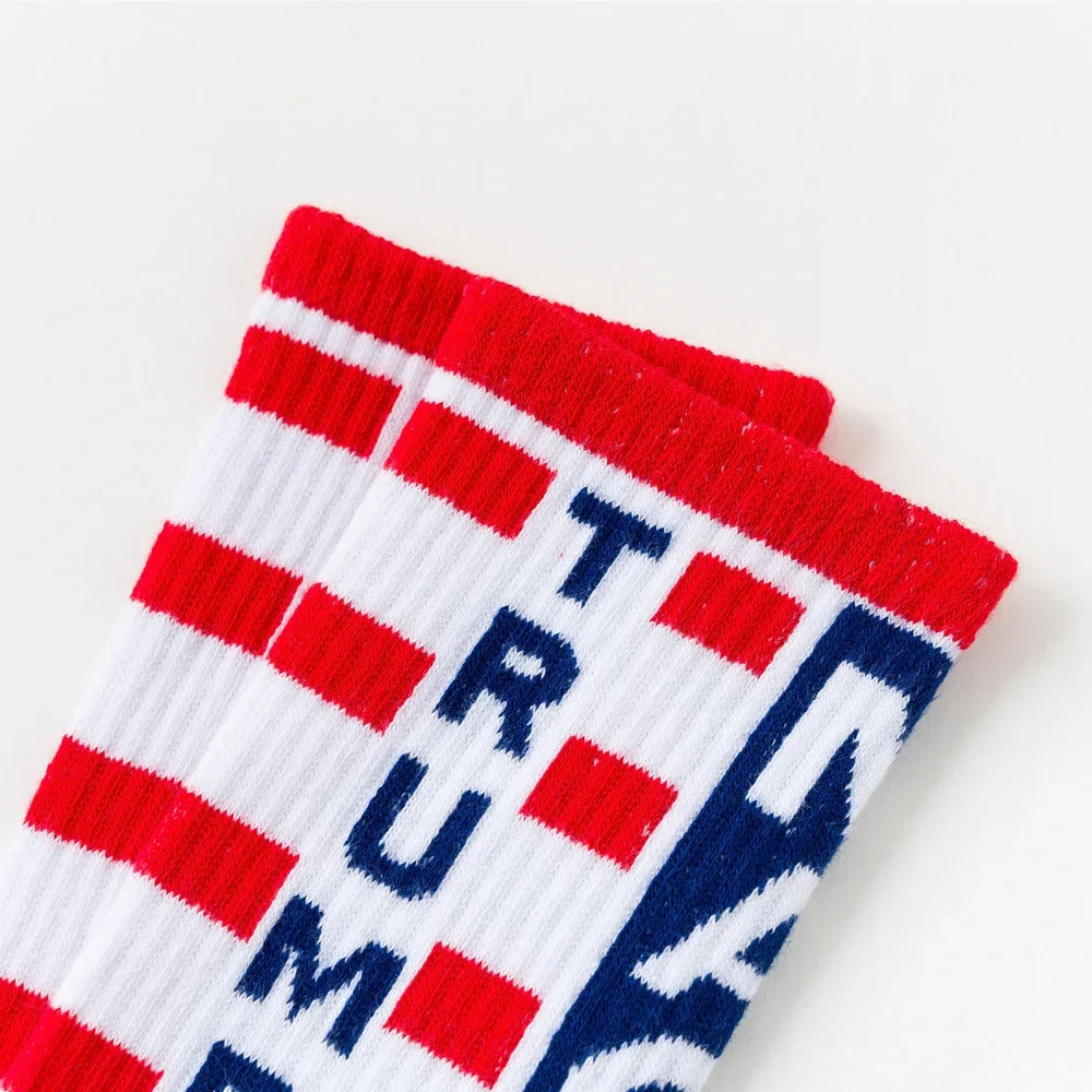 2024 President Donald Trump Socks – Unisex Funny Print Casual Crew Socks, 3D Fake Hair Design, Hot Sale Hip Hop Style