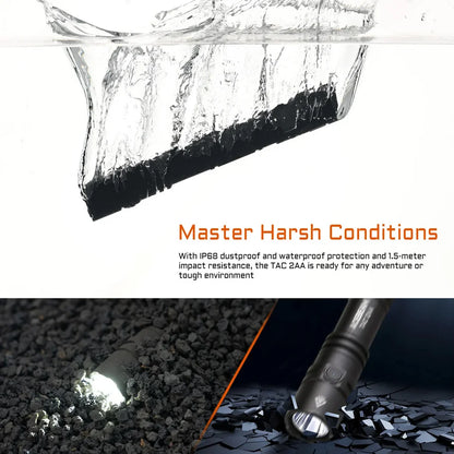 ACEBEAM TAC 2AA LED Flashlight — 1600 Lumen Portable EDC Torch, 181m Beam, USB-C Rechargeable with Dual Buttons