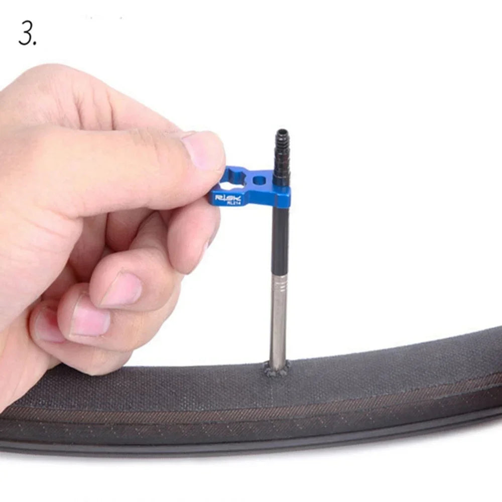 4-in-1 Portable Bicycle Valve Tool – Core Wrench for MTB & Road Bike Installation and Removal, Blue