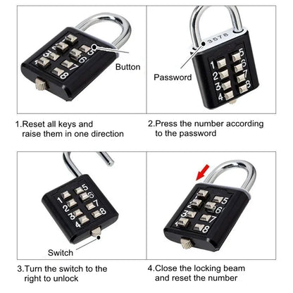 8-Digit Combination Padlock – Waterproof Zinc Alloy Travel Luggage & Outdoor Anti-Theft Smart Lock