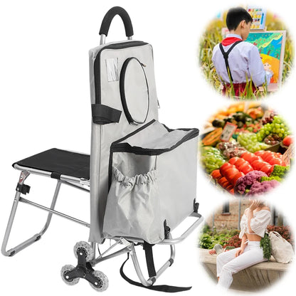 Multifunctional Folding Art Cart — Stair-Climbing Trolley with Storage, Ideal Gift for Art Students & Art Exams
