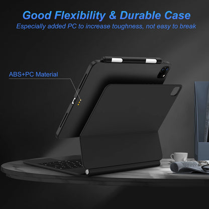 Magnetic Case for iPad Pro 11/13 & iPad Air 6/4/5 (2024) – Compatible with M4 Magic Keyboard & Pencil Holder