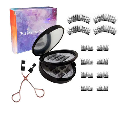 12PCS Magnetic False Eyelashes – Half Lashes Set with Double Box, Mirror & Applicator, Reusable Beauty Makeup
