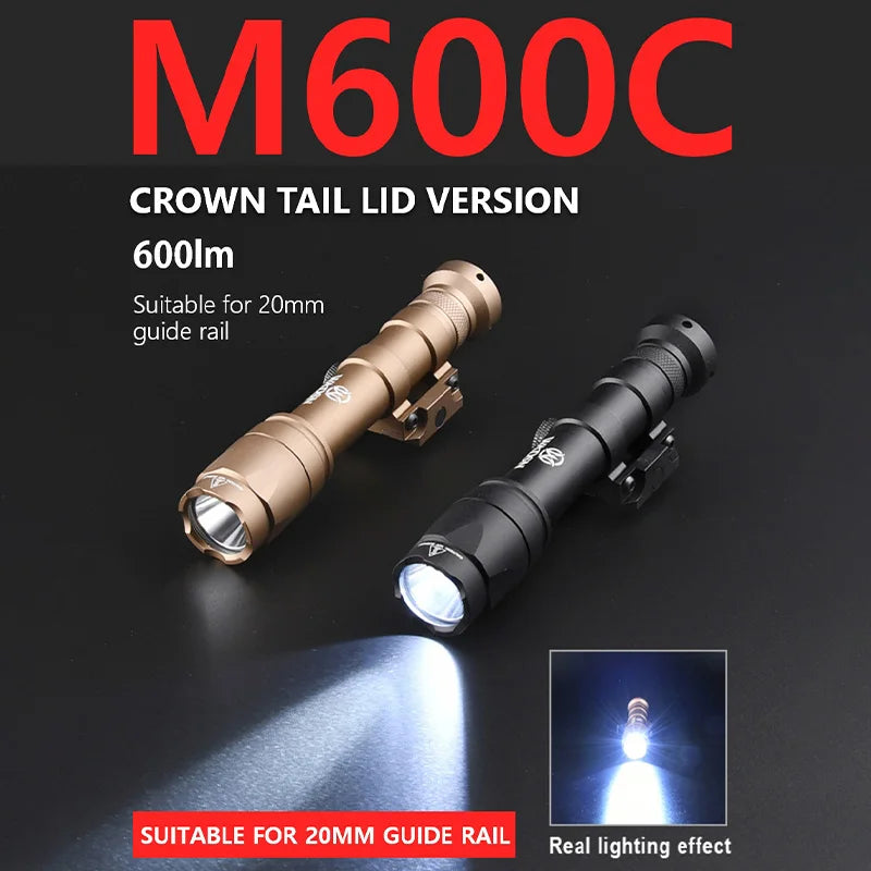 WADSN Airsoft M600C/M600/M300 Tactical Scout Light – AR15 Rifle LED Flashlight, Hunting Spotlight, 20mm Rail Mount