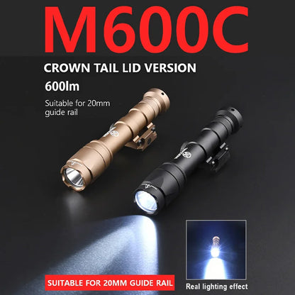 WADSN Airsoft M600C/M600/M300 Tactical Scout Light – AR15 Rifle LED Flashlight, Hunting Spotlight, 20mm Rail Mount