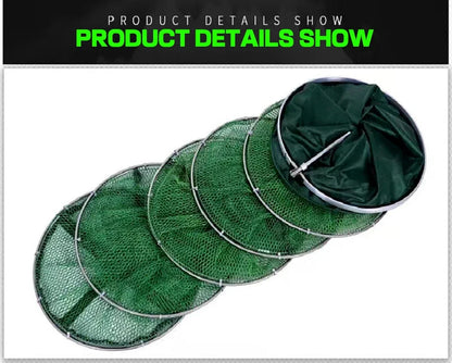 Folding Fishing Net 1.7m-3m – Large Shrimp, Carp & Crab Trap Creel for Surfcasting Accessories