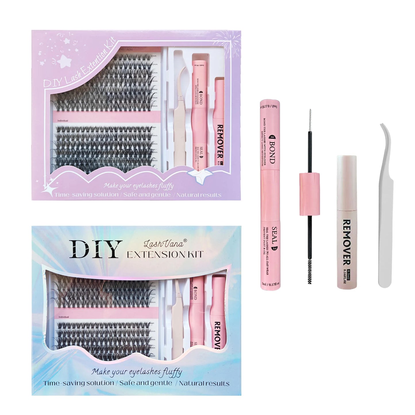 Lash Bond and Seal Kit – 10ml Strong Hold Individual Lash Glue, 5ml Remover, and Tweezers for Extensions