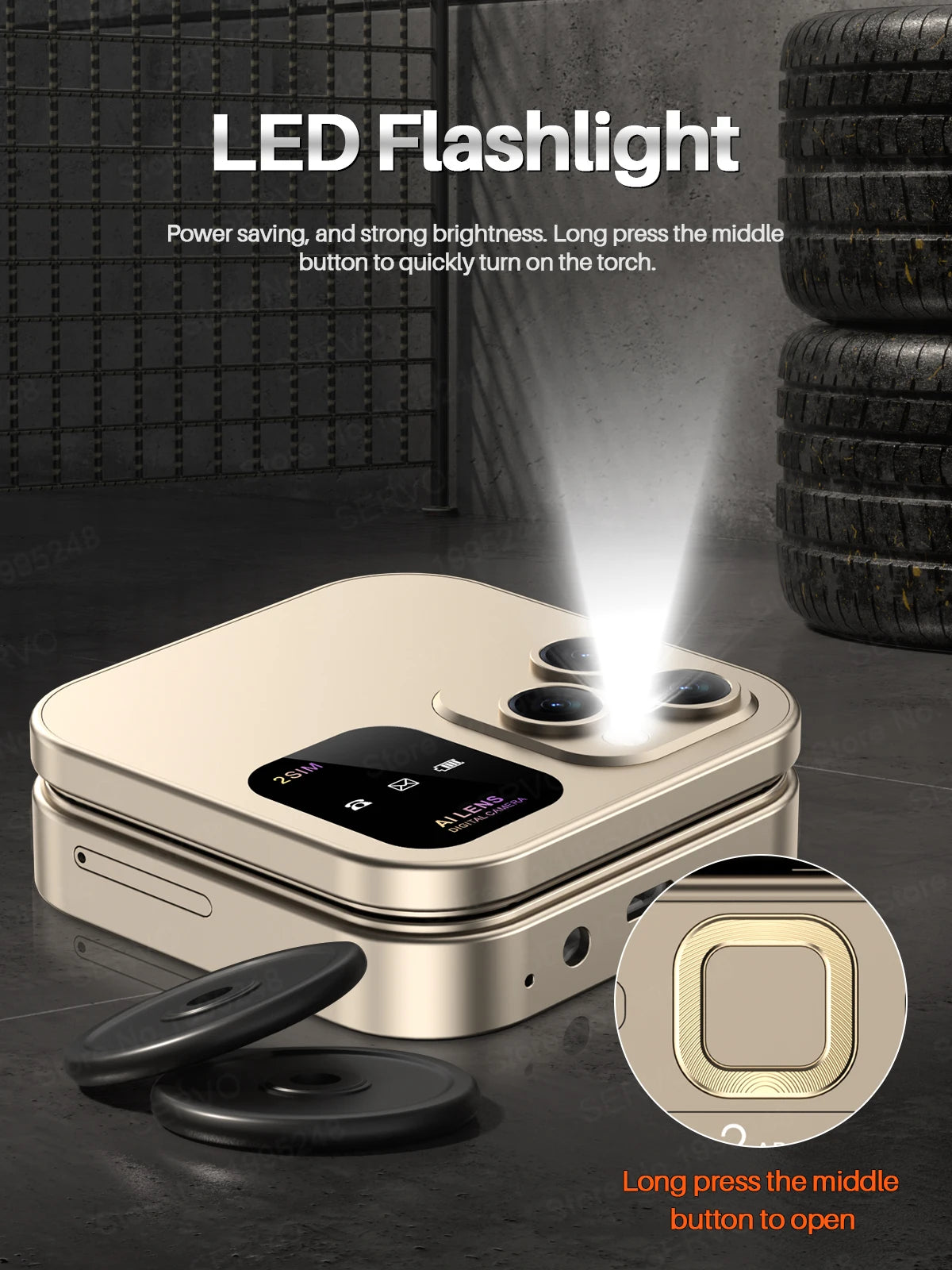 SERVO I16 Pro Mini Fold Mobile Phone — Dual SIM 2G GSM Flip Cellphone with Speed Dial, FM, 3.5mm Jack & Video Player