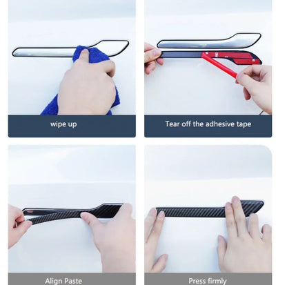 Tesla Model 3 & Y Carbon Fiber ABS Door Handle Cover – Premium Durable 2024 Car Accessory Protector Sticker