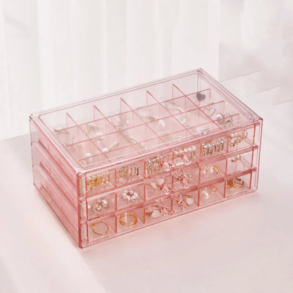 Jewelry Storage Box – Transparent PS, Available in Brown, Gray, Pink Colors