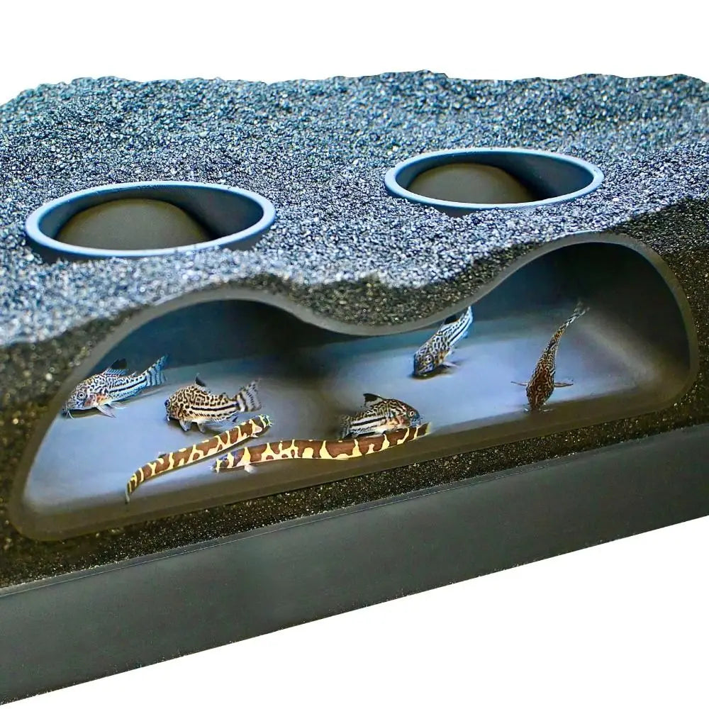 Multifunctional Aquarium Tunnel Cave – Under Gravel Two-Hole Fish Tank Decoration with Curved Design