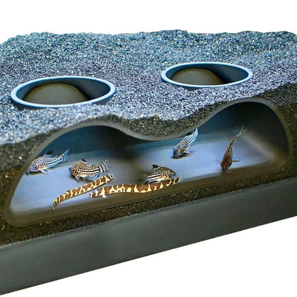 Multifunctional Aquarium Tunnel Cave – Under Gravel Two-Hole Fish Tank Decoration with Curved Design