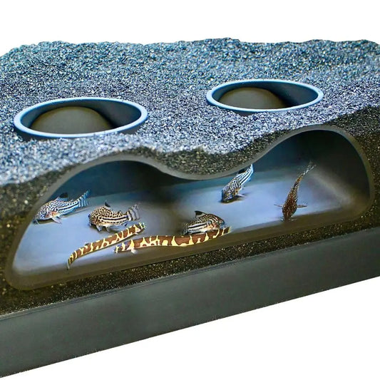 Multifunctional Aquarium Tunnel Cave – Under Gravel Two-Hole Fish Tank Decoration with Curved Design
