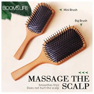 Bamboo Hair Brush for Women – Wide Tooth Styling Comb, Scalp Massage Brush for Smooth Hair & Barber Use