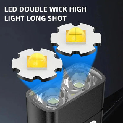 Dual Core LED Flashlight - Waterproof, Lightweight, Rechargeable Outdoor Camping Light with Long-Range & Keychain