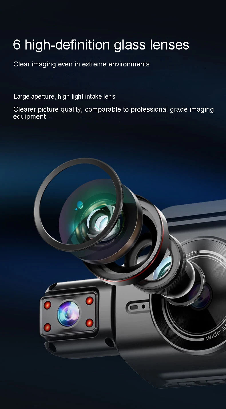 4 Channel Hidden Tachograph 4K Ultra HD Mini Dash Cam – Four Cameras with Rear View DVR, 24H Parking Monitor, BlackBox Video Recorder