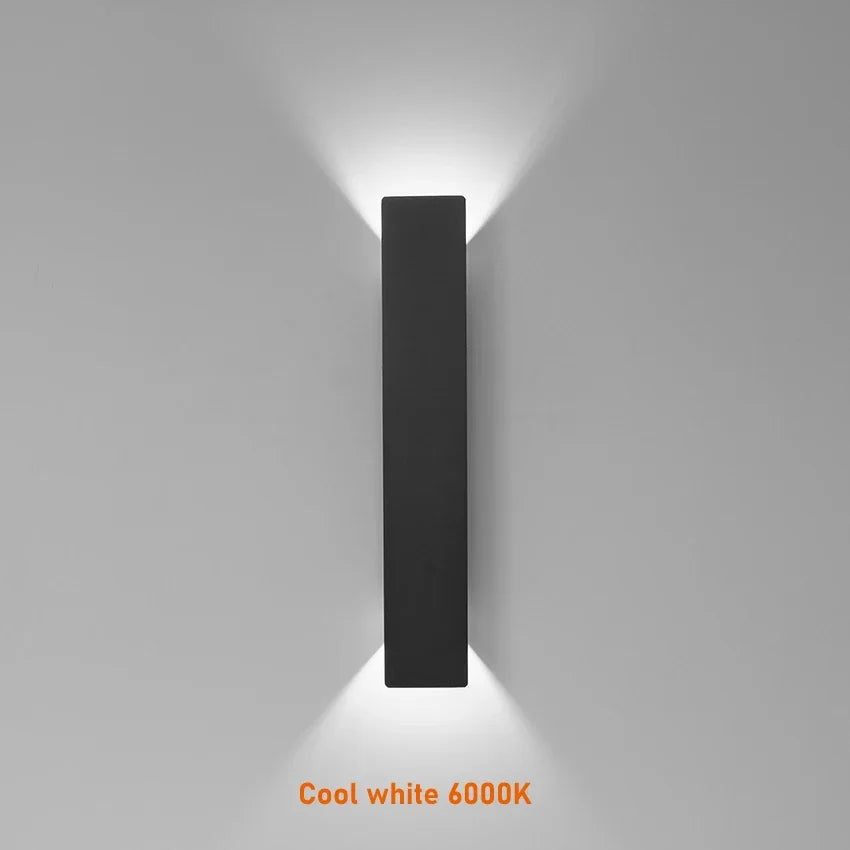 Outdoor Waterproof Wall Lamp – Modern LED Up/Down Light, Black & White Aluminum, IP65, 110V-220V Fixtures