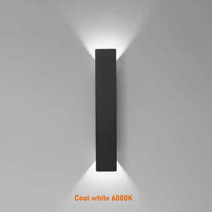 Outdoor Waterproof Wall Lamp – Modern LED Up/Down Light, Black & White Aluminum, IP65, 110V-220V Fixtures