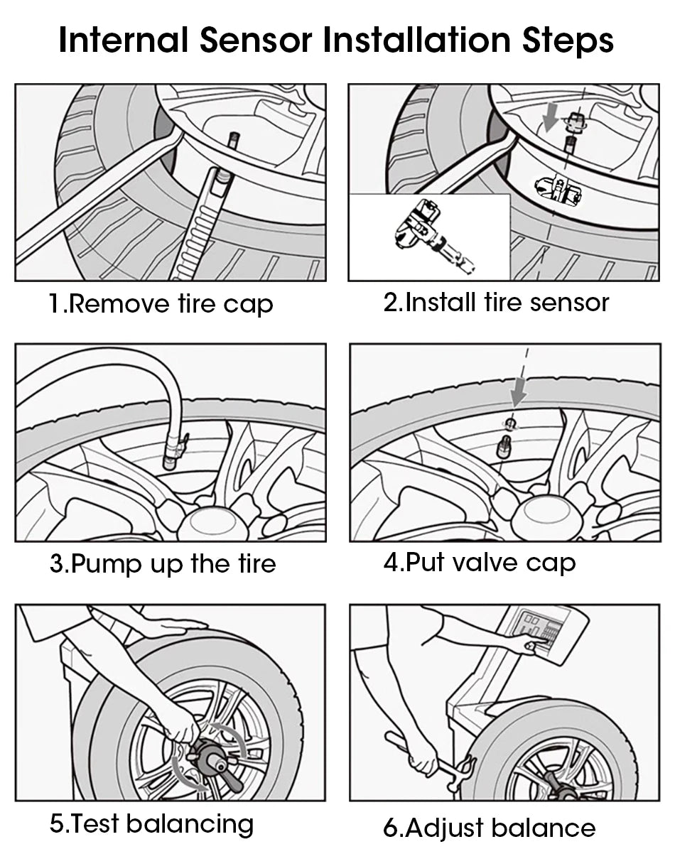 JMCQ USB Android TPMS Tire Pressure Monitoring System – 5 Internal/External Sensors with Display & Alarm for Car Navigation Radio