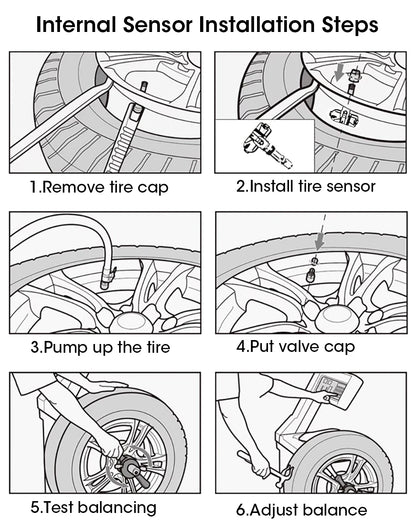 JMCQ USB Android TPMS Tire Pressure Monitoring System – 5 Internal/External Sensors with Display & Alarm for Car Navigation Radio