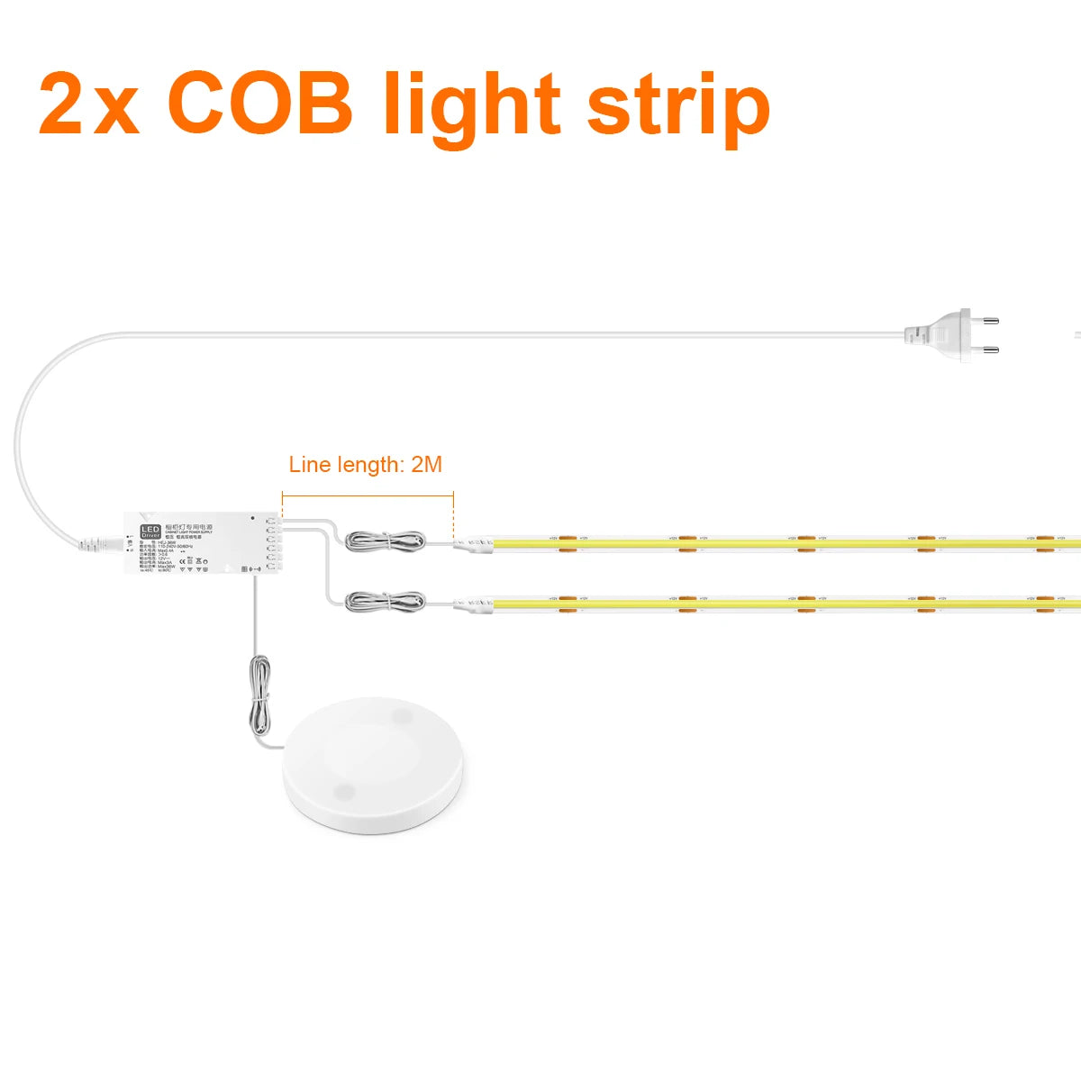 Under Cabinet COB LED Strip Light – Dimmable Touch Sensor Lamp for Display, Bookcase, Wardrobe & Closet