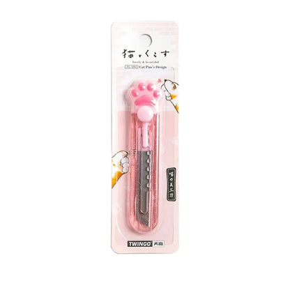 Cute Cat Paw Stationery Set: 4-Piece Correction Tape, Scissors, Utility Knife, Ruler - Kawaii School Supplies for Cat Lovers
