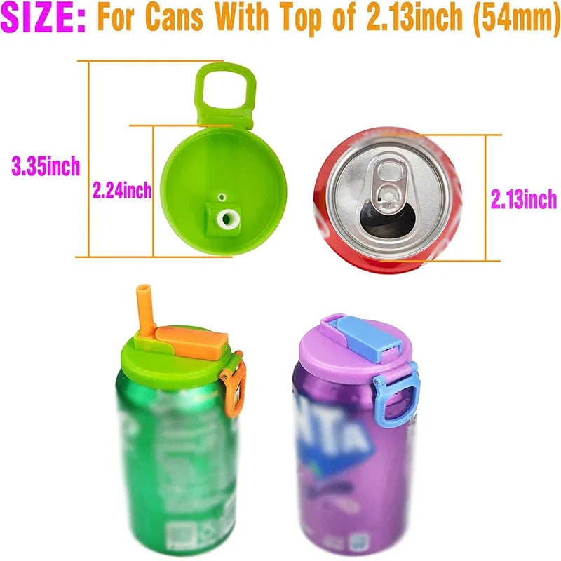 1/2pcs Portable Silicone Soda Can Lids with Straw — Reusable for Beer, Juice, and Canned Drinks
