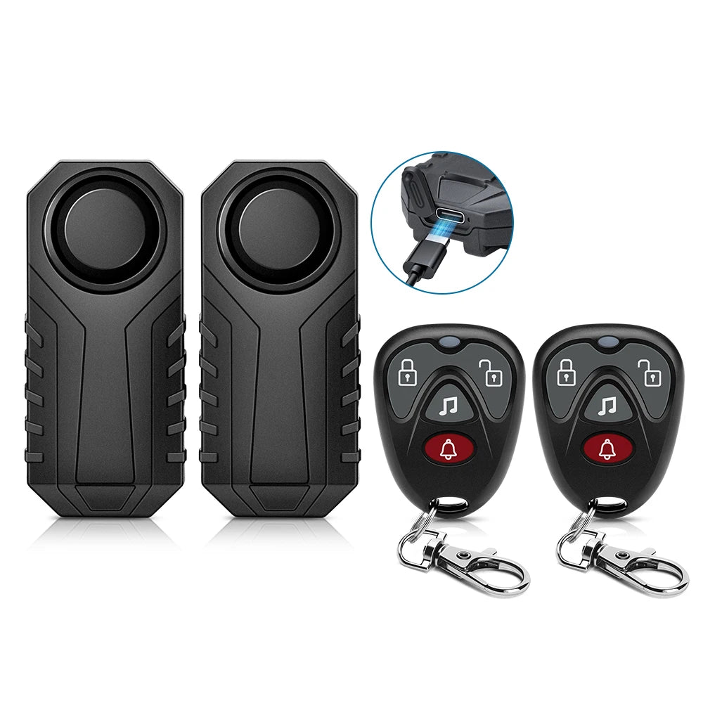Wsdcam Vibration Bicycle Alarm – USB Rechargeable Anti-Theft Motorcycle Bike Alarm 113 dB Waterproof with Remote Control