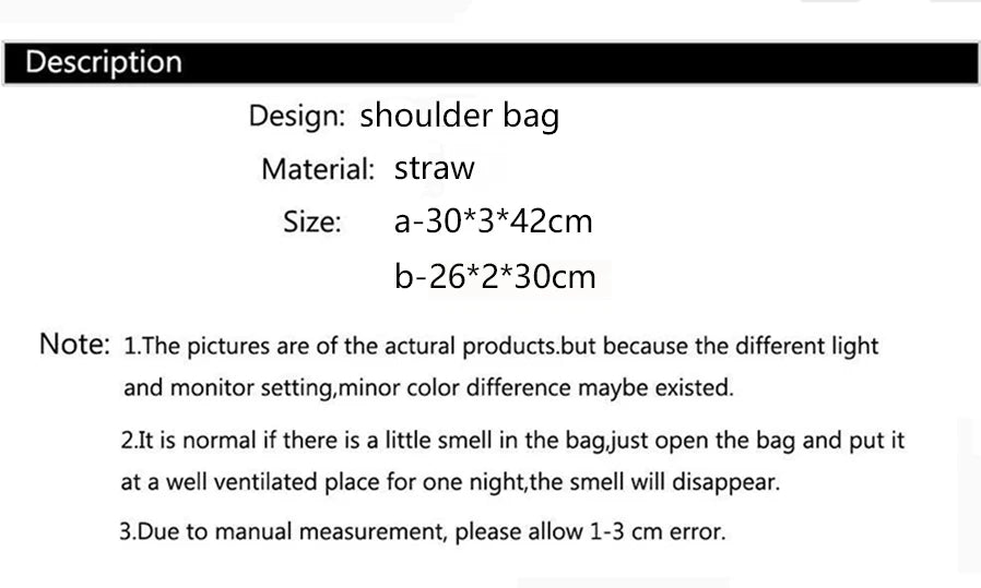 Handmade Woven Straw Beach Bag – Large Capacity Women’s Raffia Shoulder Tote for Summer Travel