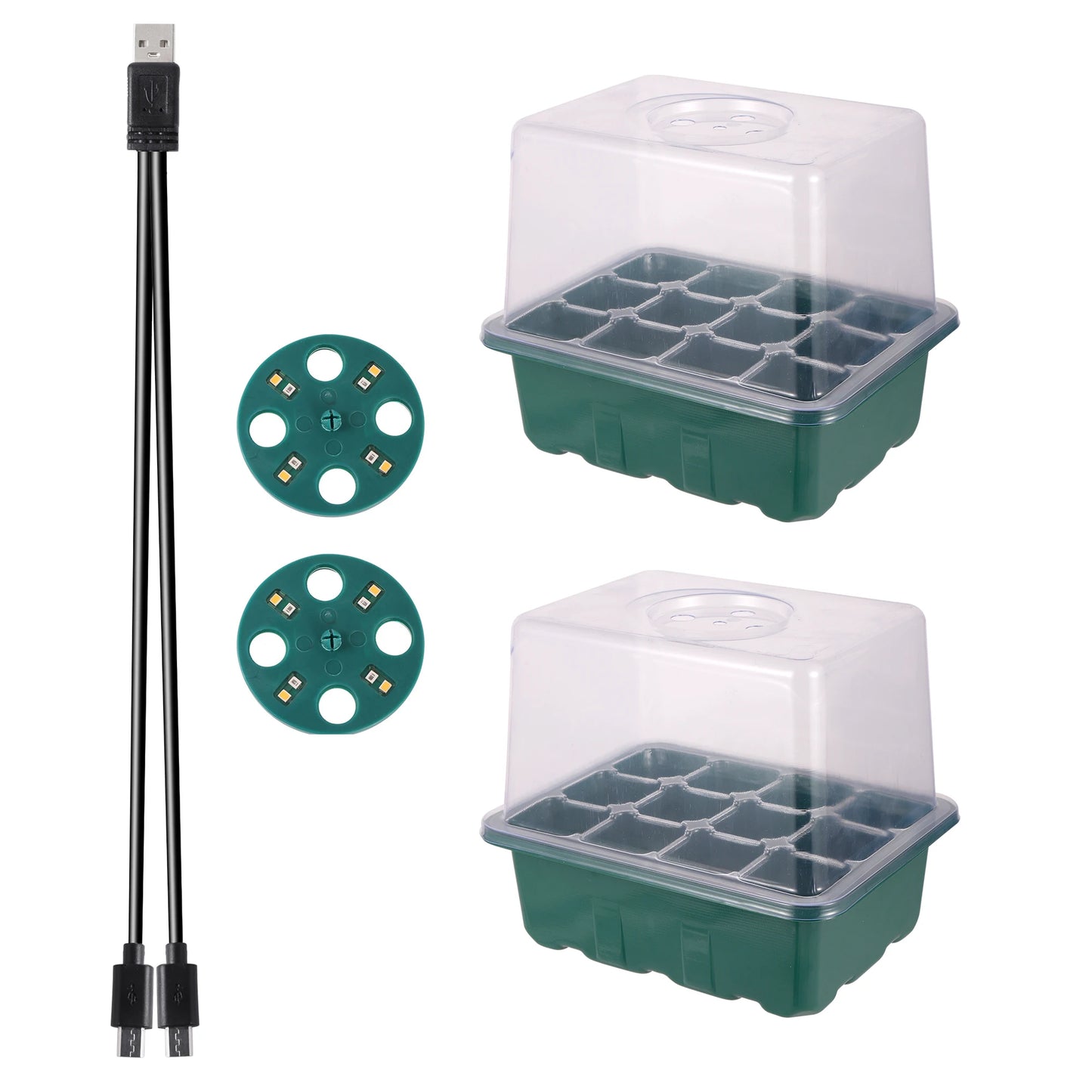 LED Grow Light with 6/12-Hole Seed Starter Trays — Indoor Plant Germination & Seedling Growing Box