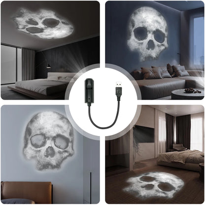 Skull Projection USB Night Light – Decorative LED Lighting Lamp