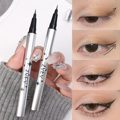 Reusable 2-in-1 Eyelash Stamps Pen - Quick Dry Black/Brown Liquid Eyeliner for Lower Lash Seal & Eyelash Simulation Makeup