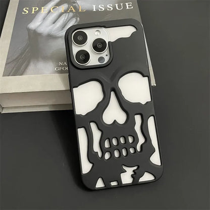 Cool Hollow Skull Ghostface Plating iPhone Case – Heat Dissipation Slim Cover for iPhone 14-17 Pro Max