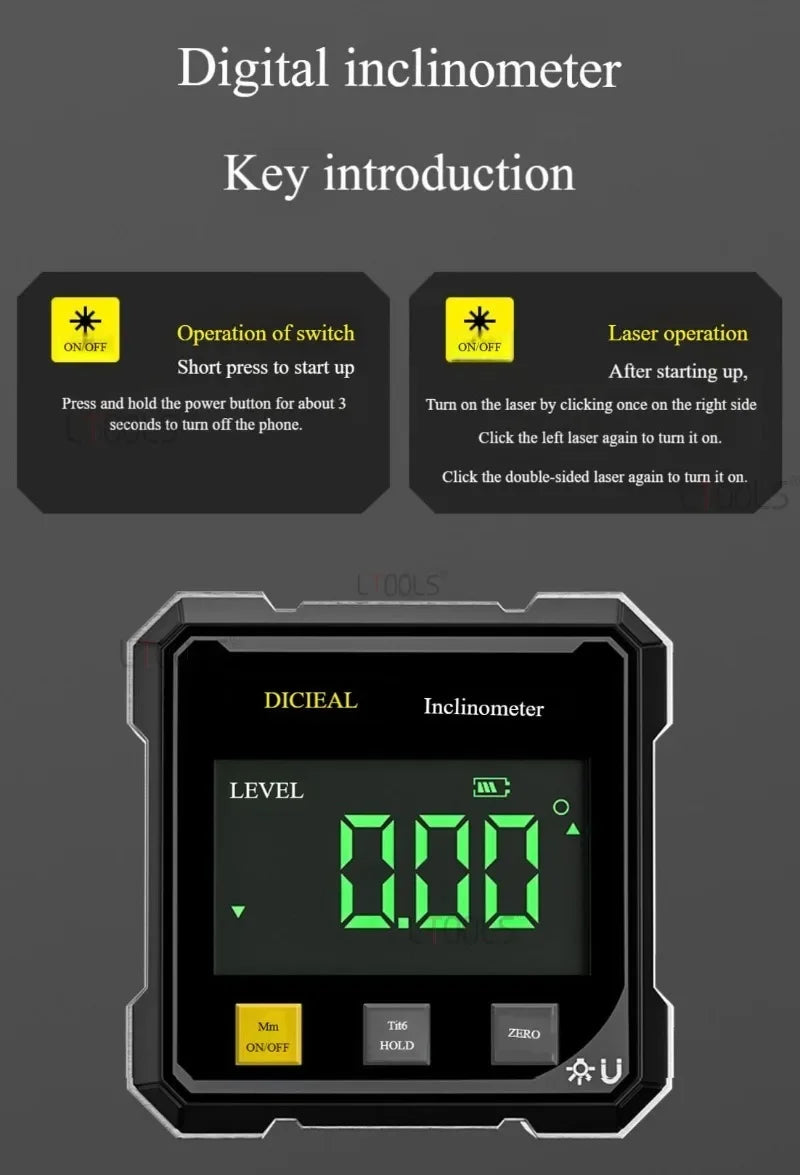 Pocket Digital Level Protractor — Professional 360° Magnetic Inclinome ...