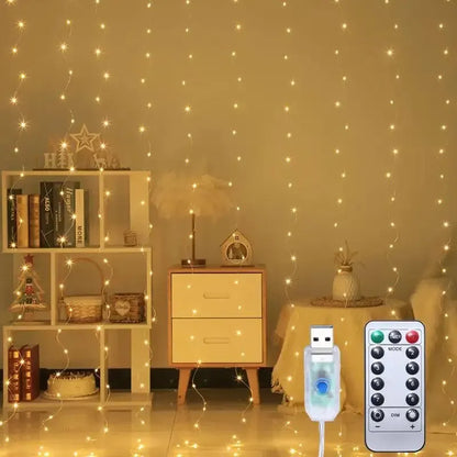 USB LED Curtain String Lights — 3x3/3x2/3x1 Fairy Light Garland for Christmas, Wedding, Home & Bedroom Decoration