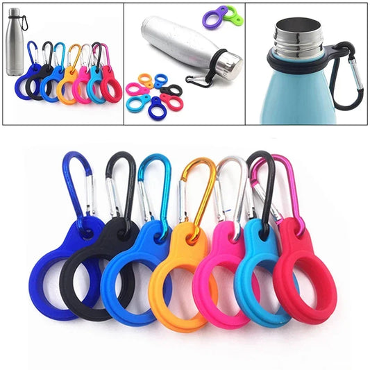 Aluminum Sports Kettle Buckle – Outdoor Carabiner Water Bottle Holder with Rubber Hook for Camping & Hiking