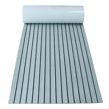 2.4m Self-Adhesive EVA Foam Marine Flooring — Faux Teak Striped Yacht Decking Sheet, 8 Styles in Brown, Gray, Gold & Black