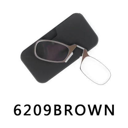 Men’s Nose Clip Reading Glasses – High-Quality Portable Transparent Eyewear for Seniors with Case