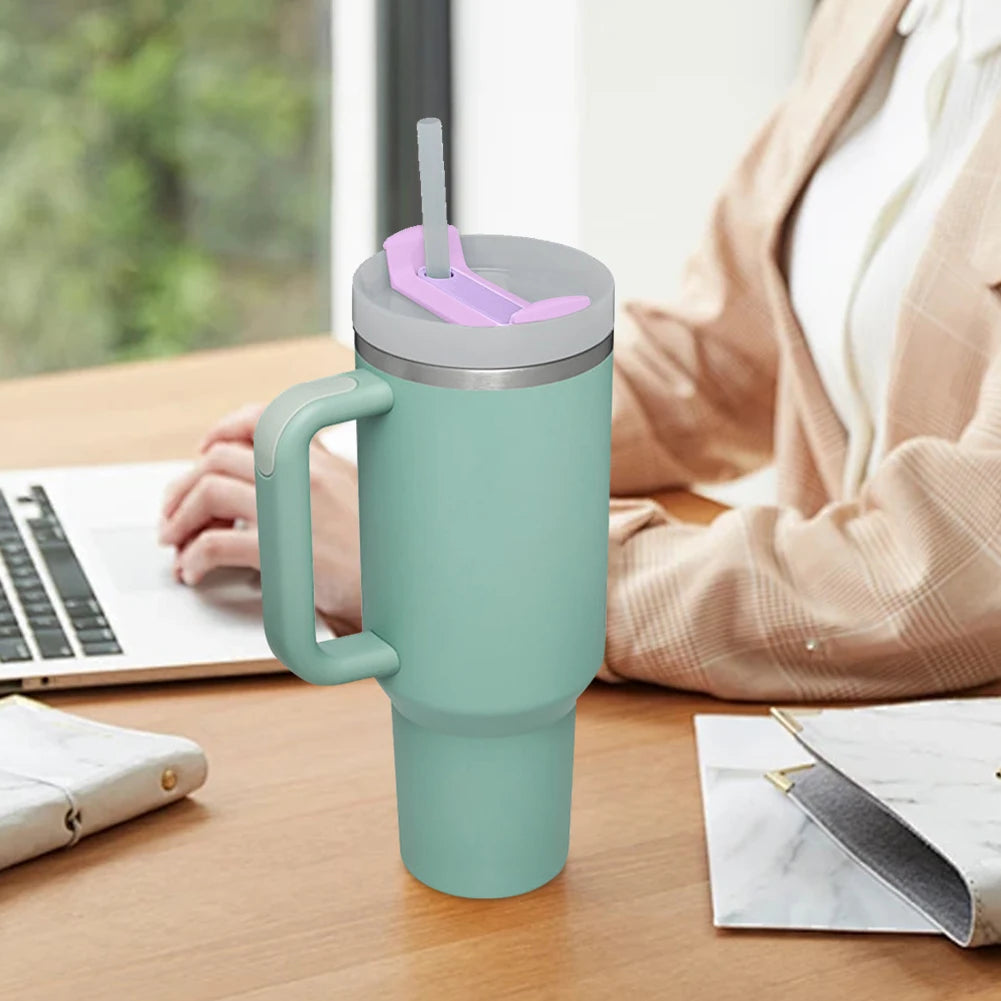 40oz Stanley Tumbler Lid Replacement — Spill-Proof Flip Straw Cap for Water & Coffee