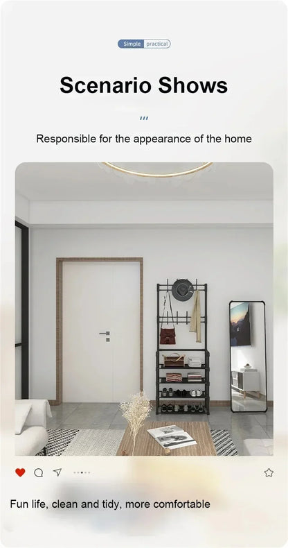 Multi-Layer Shoe and Hat Rack - Multifunctional Floor Standing Storage for Shoes, Sneakers, and Coats, Dormitory Organizer Cabinet