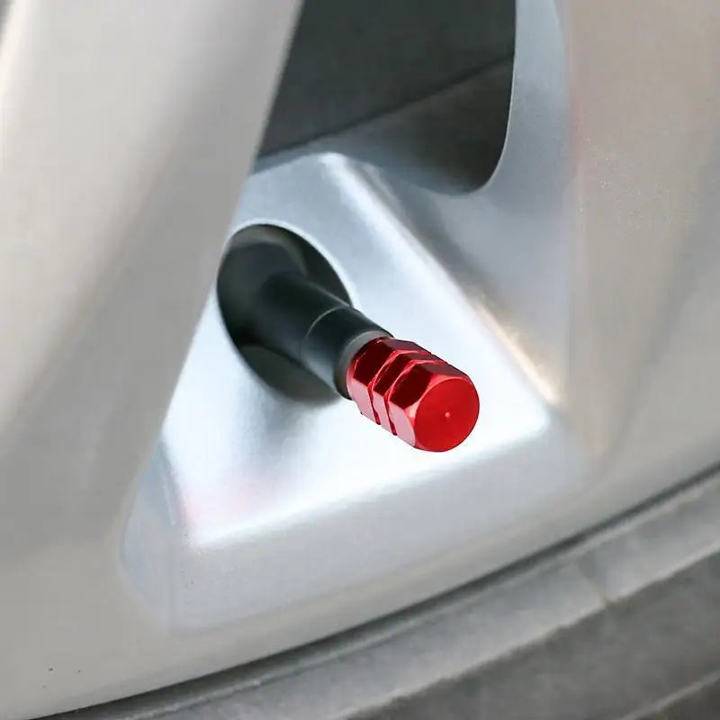 4 Pcs Aluminum Car Tire Valve Caps | Hex Alloy Airtight & Waterproof Covers | Dust-Proof for Automobiles, Motorcycles, Trucks, & Bikes