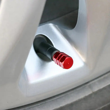 4 Pcs Aluminum Car Tire Valve Caps | Hex Alloy Airtight & Waterproof Covers | Dust-Proof for Automobiles, Motorcycles, Trucks, & Bikes