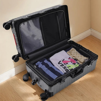 30-Inch Five-Wheel Aluminum Frame Suitcase — Multifunctional Cabin Luggage with Password Lock, USB Port & Cup Holder