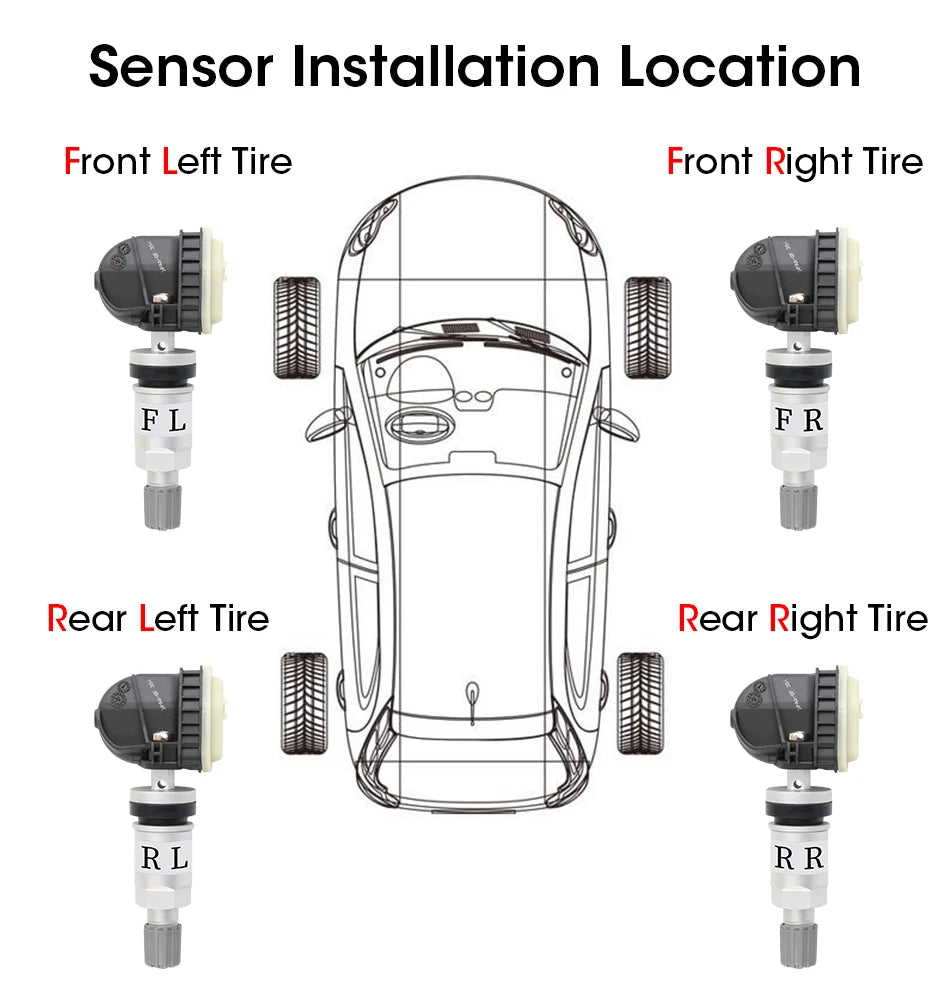 JMCQ USB Android TPMS Tire Pressure Monitoring System – 5 Internal/External Sensors with Display & Alarm for Car Navigation Radio