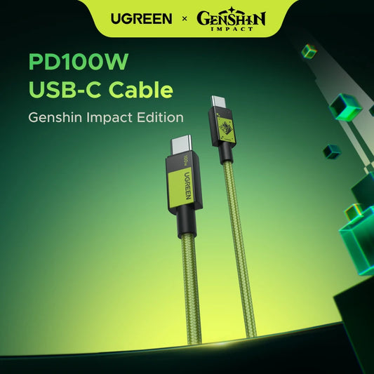 UGREEN Genshin Impact PD 100W USB-C to USB-C Cable – Fast Charging Cord for Samsung, iPhone 15/16, Type-C Devices