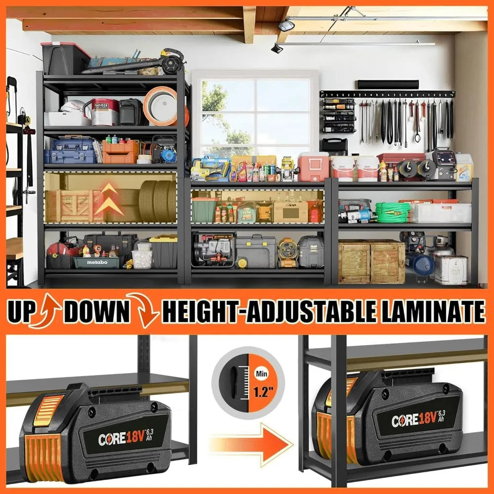Heavy Duty 5-Tier Metal Garage Shelving – 3500LBS Adjustable Storage Shelves for Basement & Commercial Use