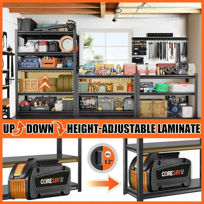 Heavy Duty 5-Tier Metal Garage Shelving – 3500LBS Adjustable Storage Shelves for Basement & Commercial Use