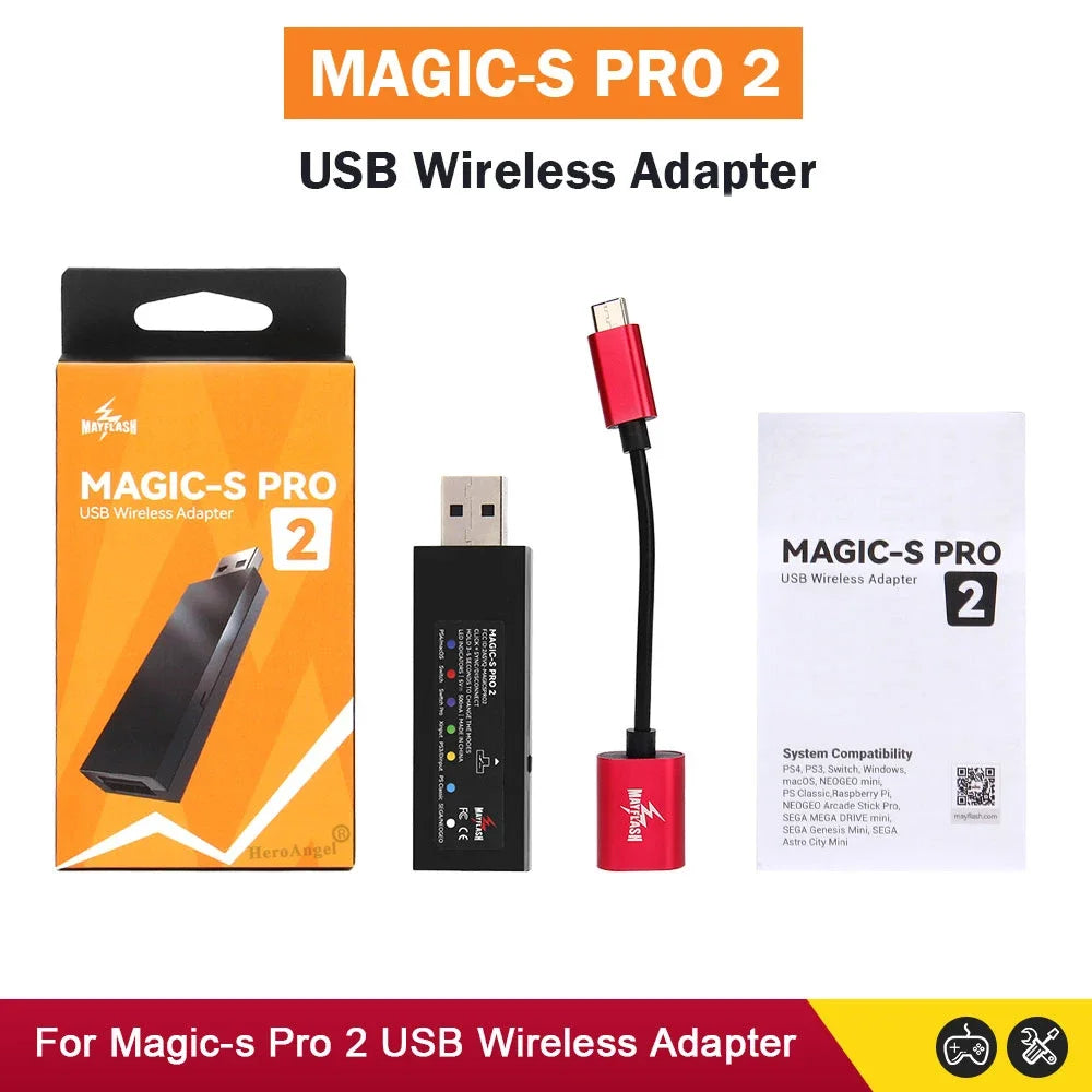 Mayflash Magic S Pro 2 USB Wireless Controller Adapter – JoyCon for NS ...