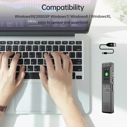 64GB/16GB/8GB Digital Voice Recorder – Voice Activated Audio Recording, Noise Reduction, MP3 Playback, 288hrs Storage