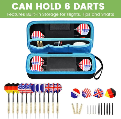 Dart Case Holder Bag – Storage Organizer for 6 Steel & Soft Tip Darts with Shafts and Flights